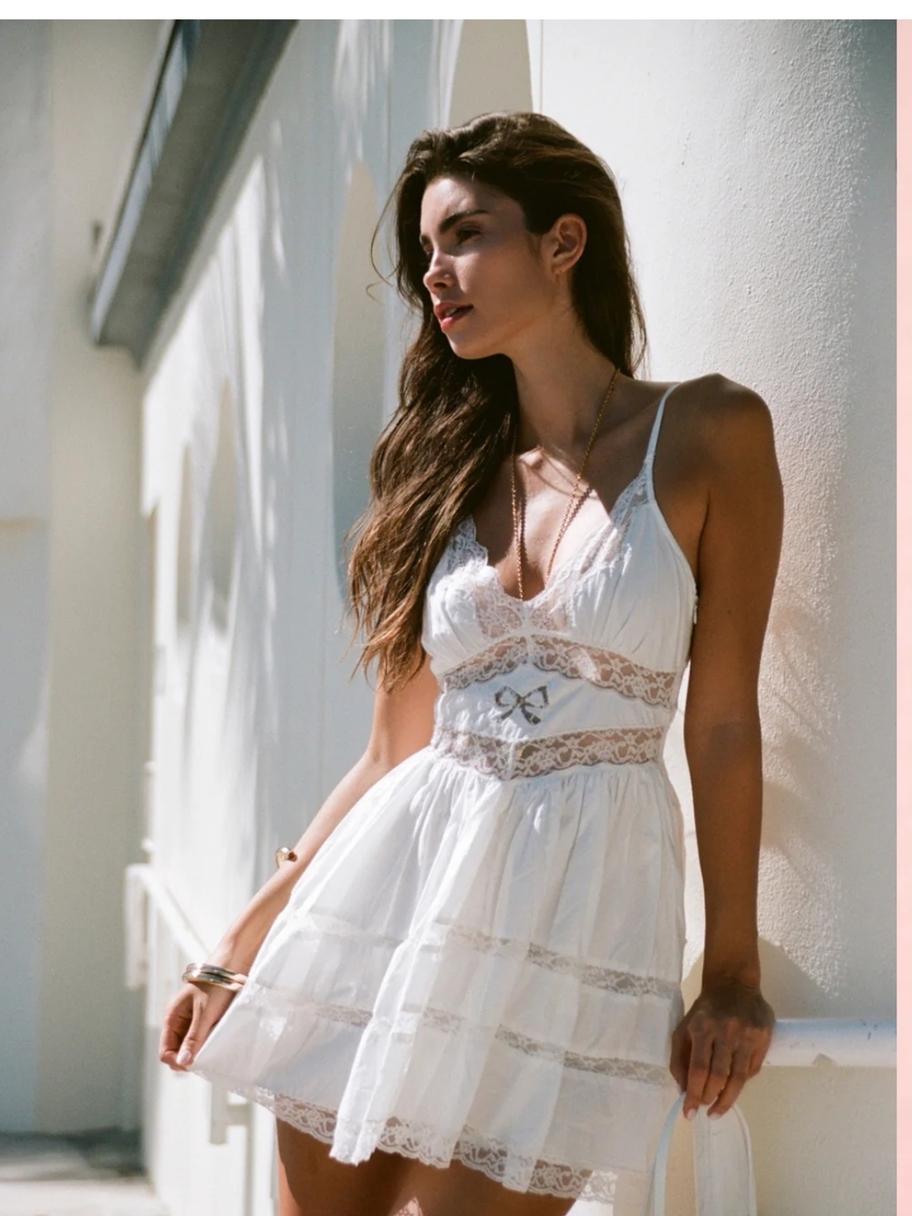 LoveShackFancy White Zima Mini Dress